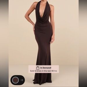 Lulus Brown cowl neck dress